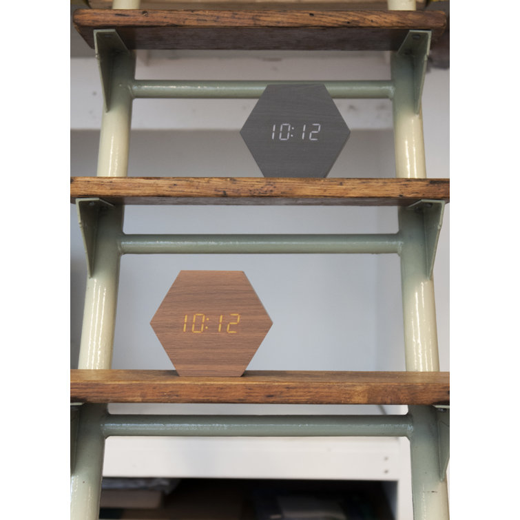 Karlsson Hexagon Modern & Contemporary Digital Wood Quartz Alarm